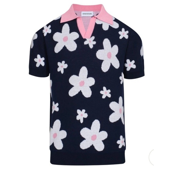 Other - Retro 1970s Psychedelic Plus Flowers Cotton Causal Summer Polo Shirt Big Tall